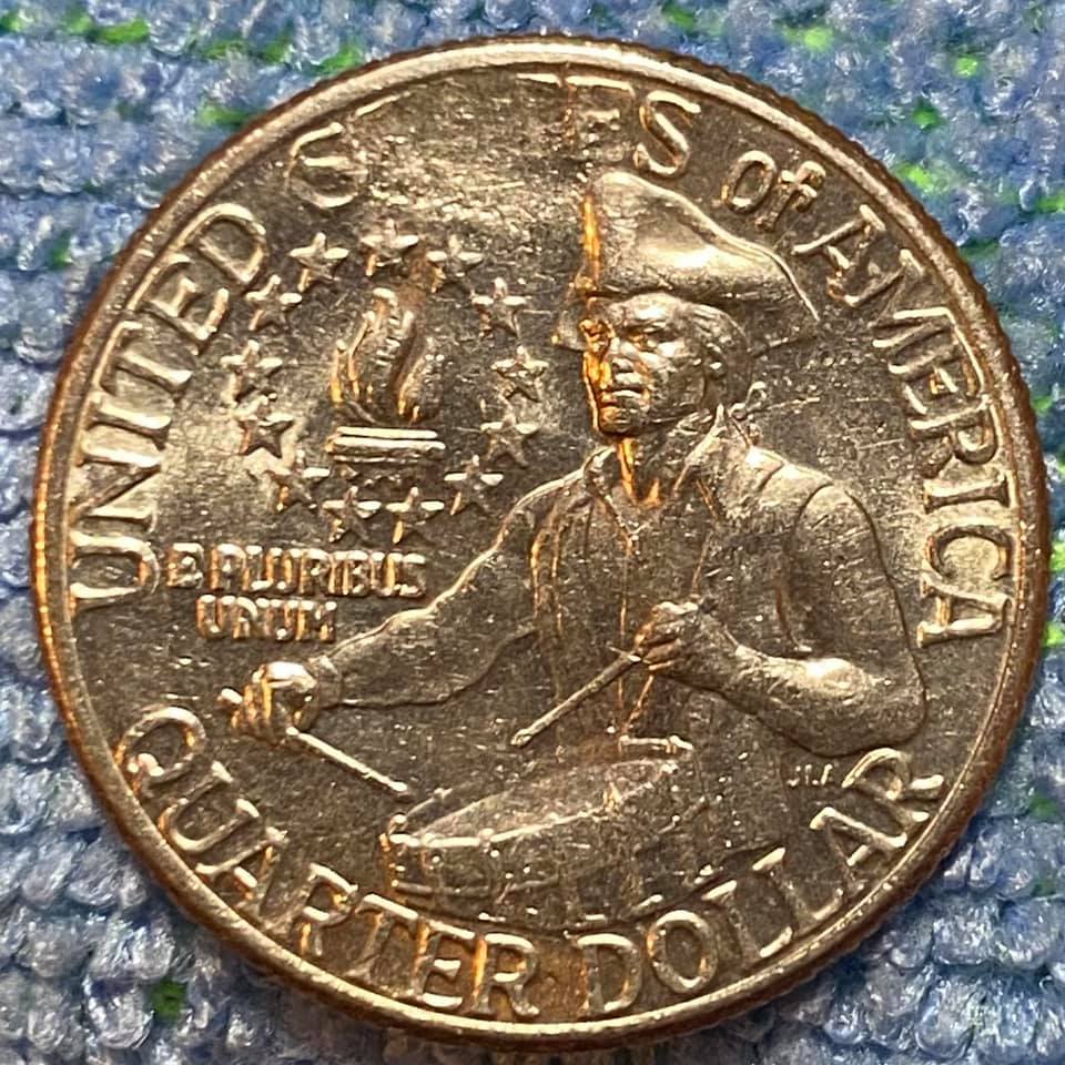 1976-Bicentennial-Quarter---Struck-Through-Grease-On-Reverse?